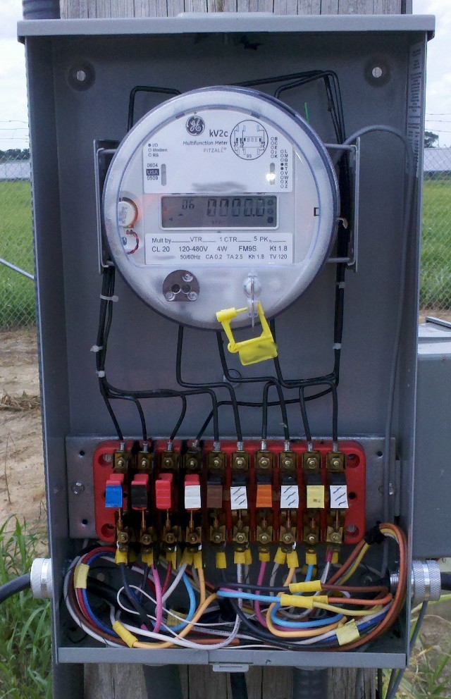 Electric meter with cover removed